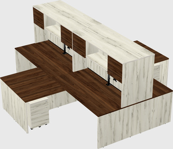 Quad l-shaped office desks