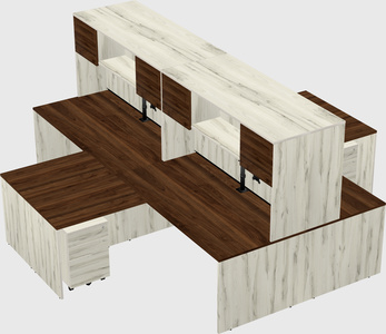 Quad l-shaped office desks
