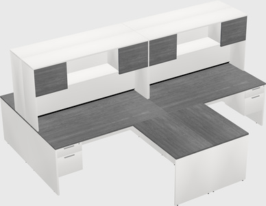 Quad l-shaped office desks