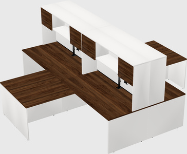 Quad l-shaped office desks