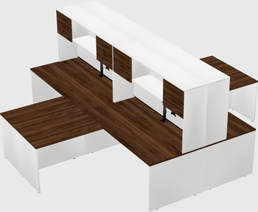Quad l-shaped office desks