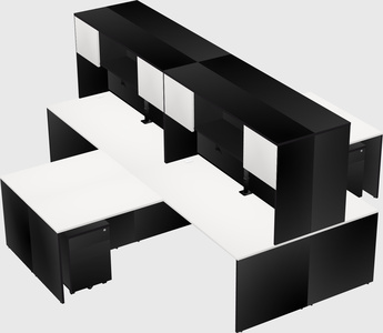 Quad l-shaped office desks