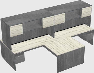 Quad l-shaped office desks