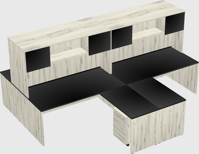 Quad l-shaped office desks
