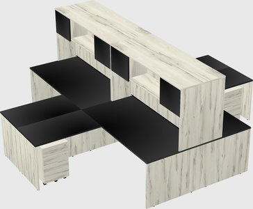 Quad l-shaped office desks