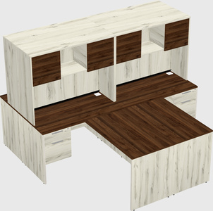 Quad l-shaped office desks