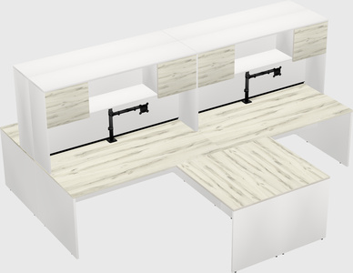 Quad l-shaped office desks