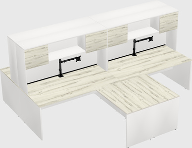 Quad l-shaped office desks