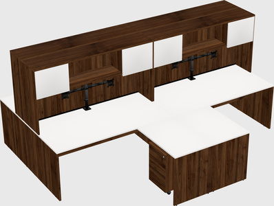 Quad l-shaped office desks