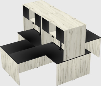 Quad l-shaped office desks