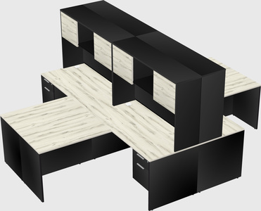 Quad l-shaped office desks
