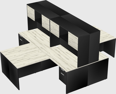 Quad l-shaped office desks
