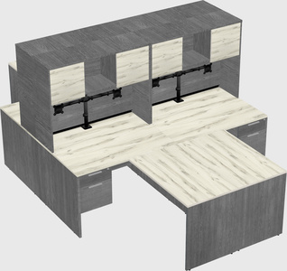 Quad l-shaped office desks