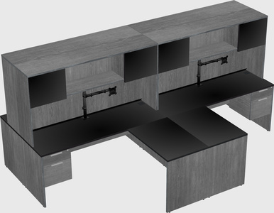Quad l-shaped office desks
