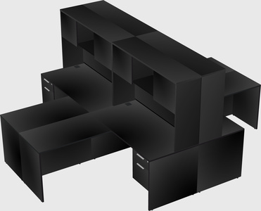 Quad l-shaped office desks