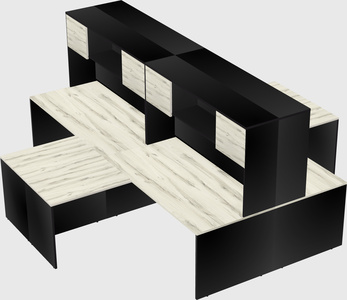 Quad l-shaped office desks