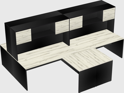Quad l-shaped office desks