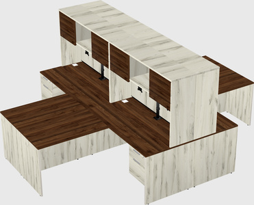 Quad l-shaped office desks