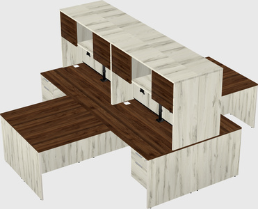 Quad l-shaped office desks