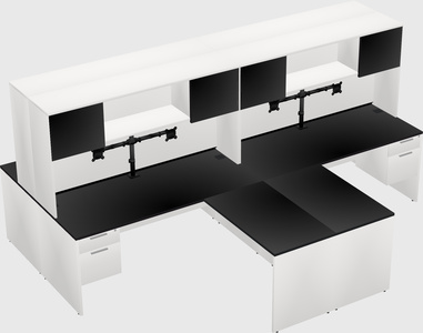Quad l-shaped office desks
