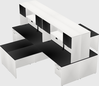 Quad l-shaped office desks