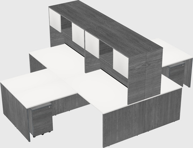 Quad l-shaped office desks