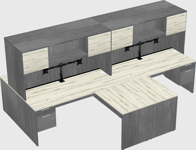 Quad l-shaped office desks