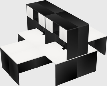 Quad l-shaped office desks