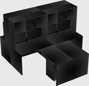 Quad l-shaped office desks