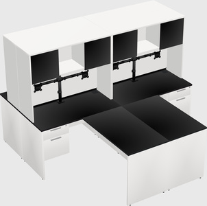 Quad l-shaped office desks