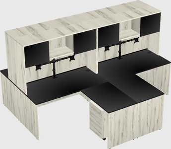 Quad l-shaped office desks