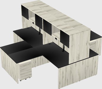 Quad l-shaped office desks