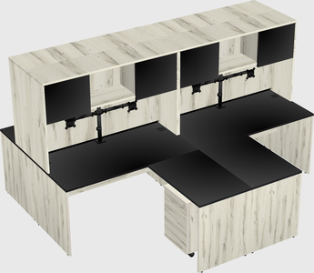 Quad l-shaped office desks