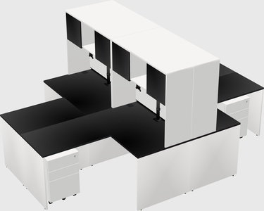 Quad l-shaped office desks