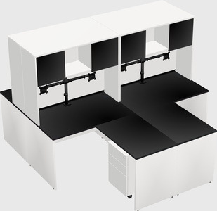 Quad l-shaped office desks