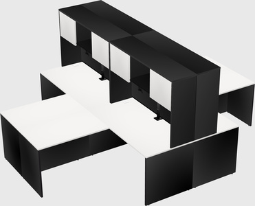Quad l-shaped office desks