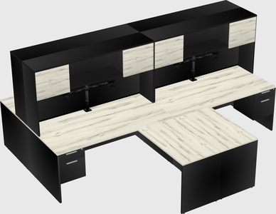 Quad l-shaped office desks