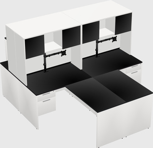 Quad l-shaped office desks