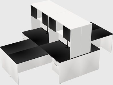 Quad l-shaped office desks