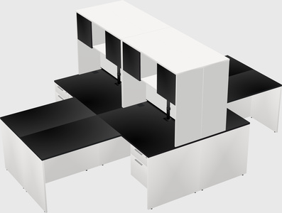 Quad l-shaped office desks