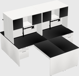 Quad l-shaped office desks