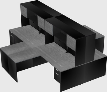 Quad l-shaped office desks