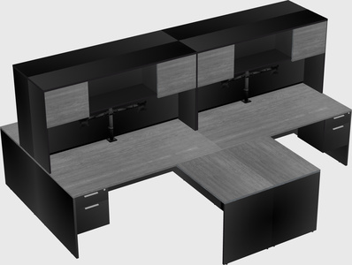 Quad l-shaped office desks