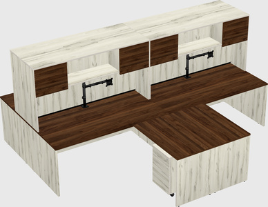 Quad l-shaped office desks
