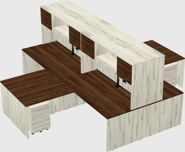 Quad l-shaped office desks