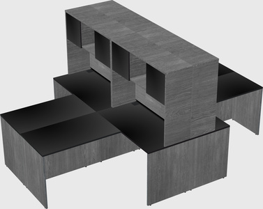 Quad l-shaped office desks