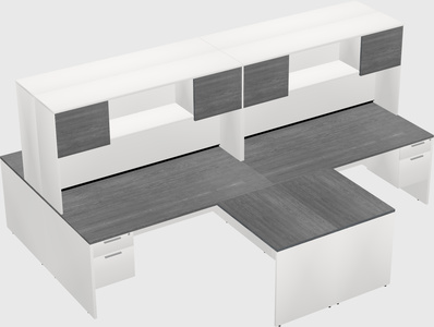 Quad l-shaped office desks