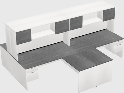 Quad l-shaped office desks