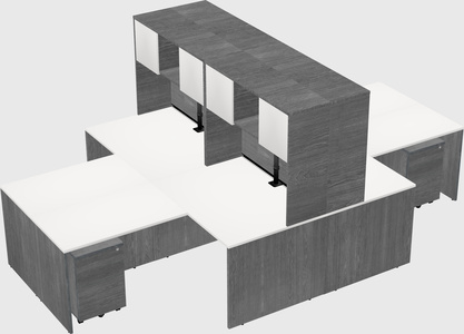 Quad l-shaped office desks