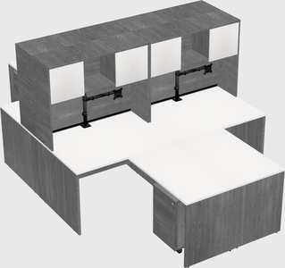 Quad l-shaped office desks